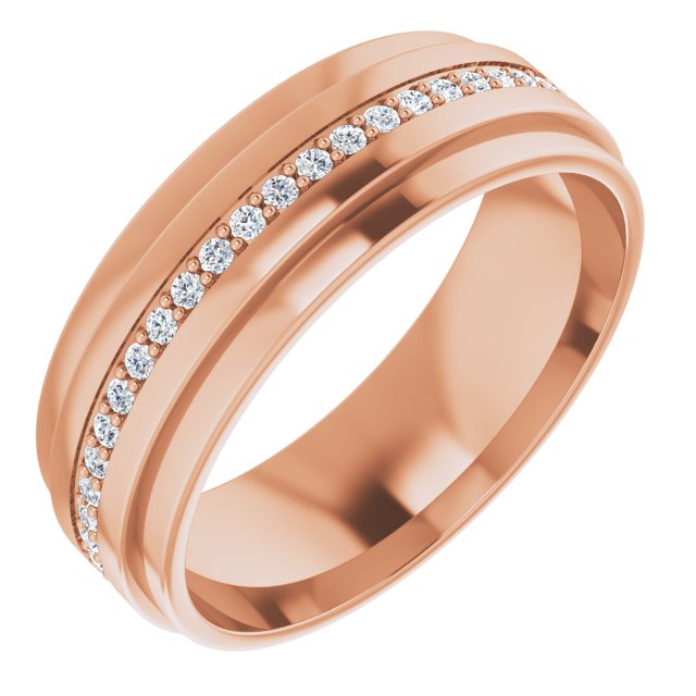 14K Gold Natural Diamond Stepped Edge Eternity Band – 1/3–3/8 CTW - Rose Gold