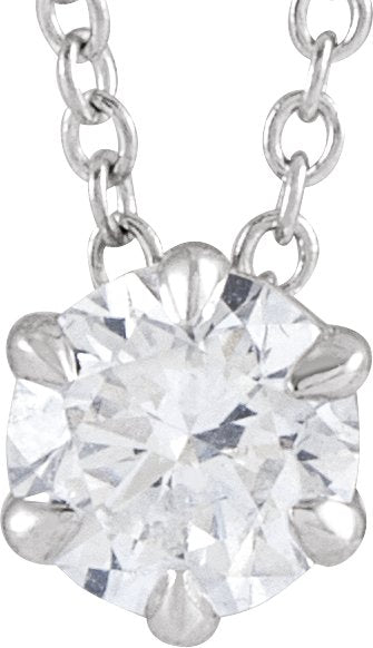 14K Gold Round Lab-Grown Diamond Solitaire Necklace or Slide Pendant - White Gold