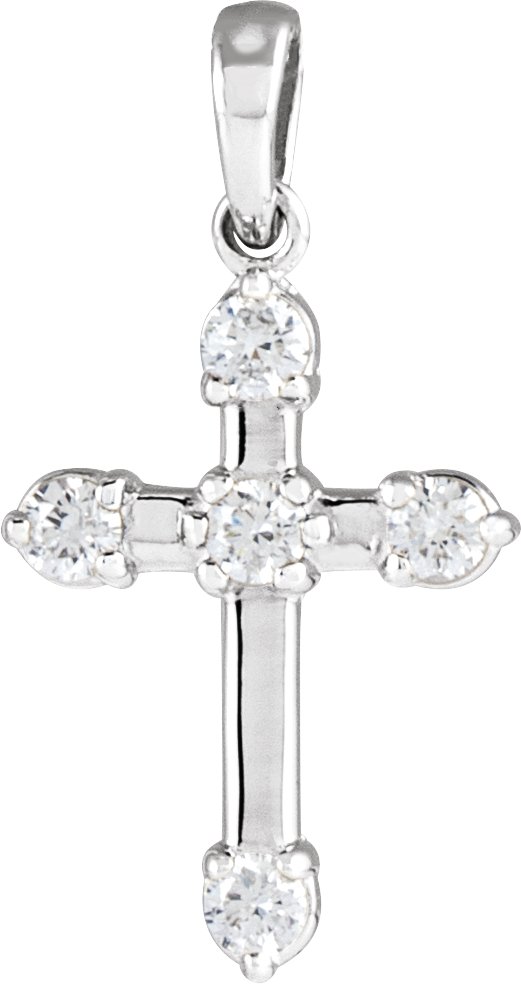 14K Gold Round Natural Diamond Cross Necklace or Pendant – up to 0.07 CTW - White Gold