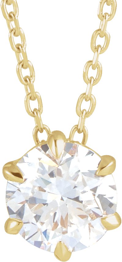 14K Gold Round Lab-Grown Diamond Solitaire Necklace or Slide Pendant - Yellow Gold