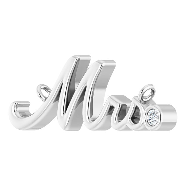 14K Gold Round Lab-Grown Diamond "Mrs" Necklace - White Gold