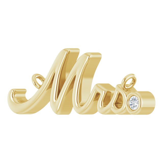 14K Gold Round Lab-Grown Diamond "Mrs" Necklace - Yellow Gold