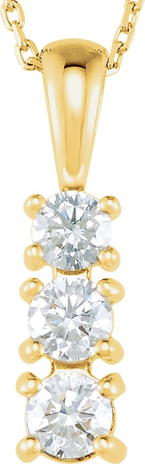 14K Gold Round Natural Diamond Graduated Necklace or Pendant - Yellow Gold