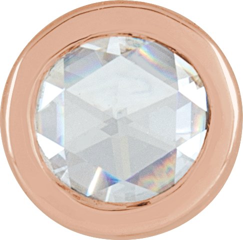 14K Gold Natural Diamond Round Bezel-Set Pendant - Rose Gold