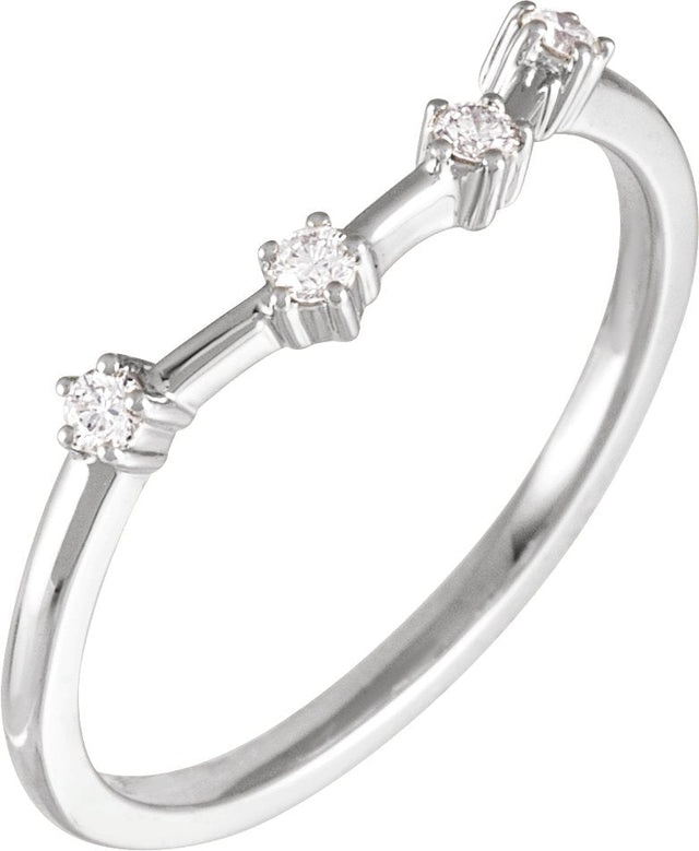 14K Gold Round Natural Diamond Constellation Zodiac Ring - White Gold
