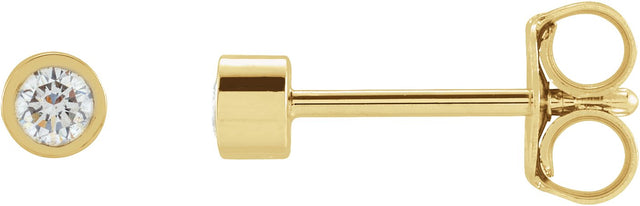 14K Gold Natural Diamond Round Micro Bezel-Set Stud Earrings - Yellow Gold
