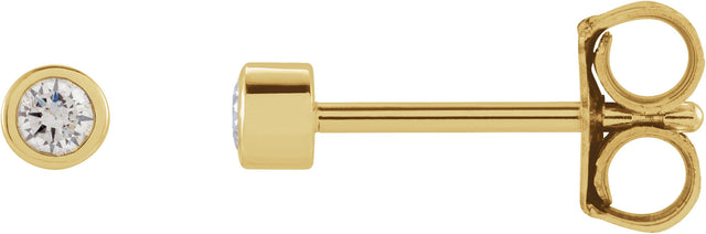 14K Gold Natural Diamond Round Micro Bezel-Set Stud Earrings – 1.25-2.5mm Stones - Yellow Gold
