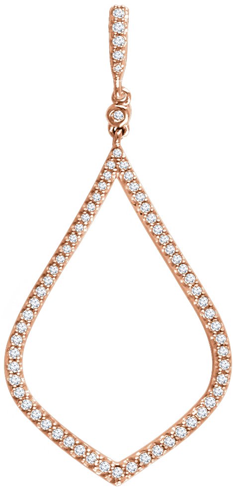 14K Gold Round Natural Diamond Geometric Necklace or Pendant - Rose Gold