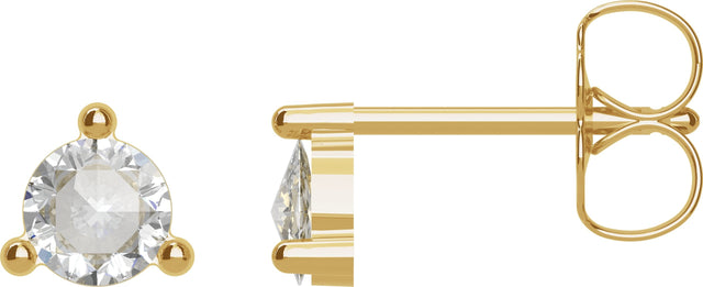14K Gold Natural Diamond Round 3-Prong Rose-Cut Stud Earrings - Yellow Gold