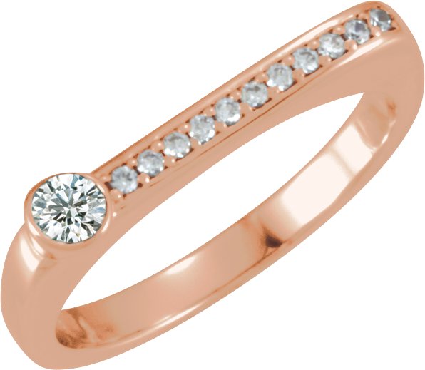 14K Gold Round Natural Diamond Family Stackable Ring II - Rose Gold
