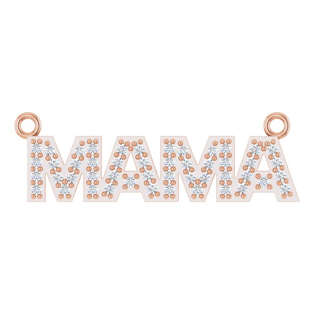 14K Gold Round Lab-Grown Diamond Accented "Mama" Necklace - Rose Gold