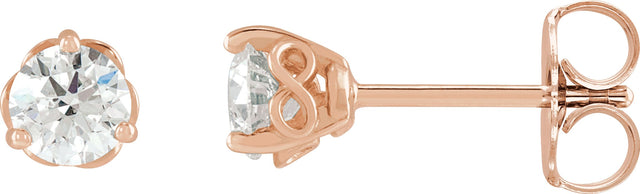 14K Gold Lab-Grown Diamond Round 3-Prong Infinity-Inspired Stud Earrings - Rose Gold