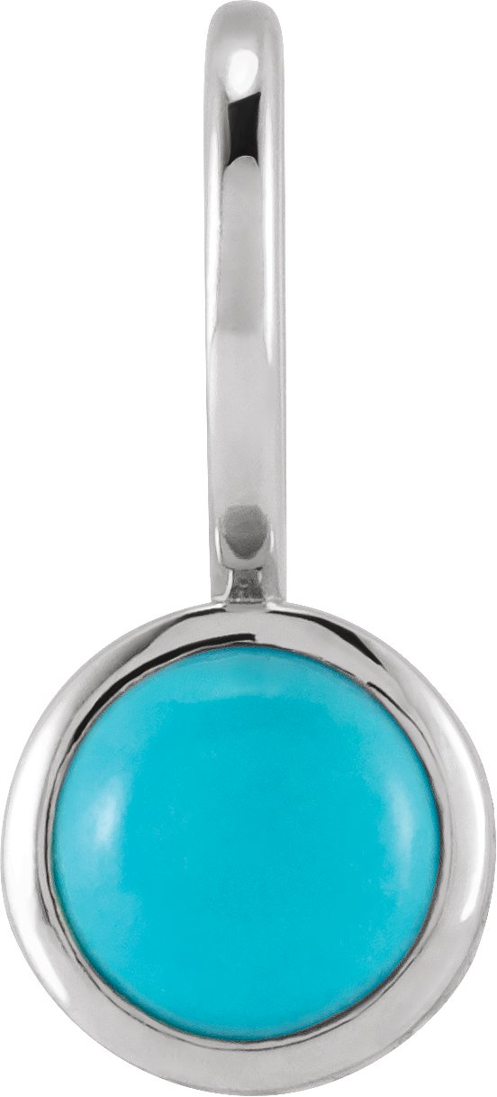 Platinum Round Natural Turquoise Cabochon Pendant