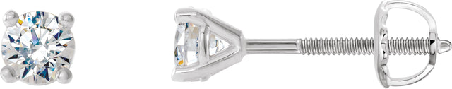 14K Gold Natural Diamond Round 4-Prong Cocktail-Style Stud Earrings – 2.5-6.3mm Stones - White Gold