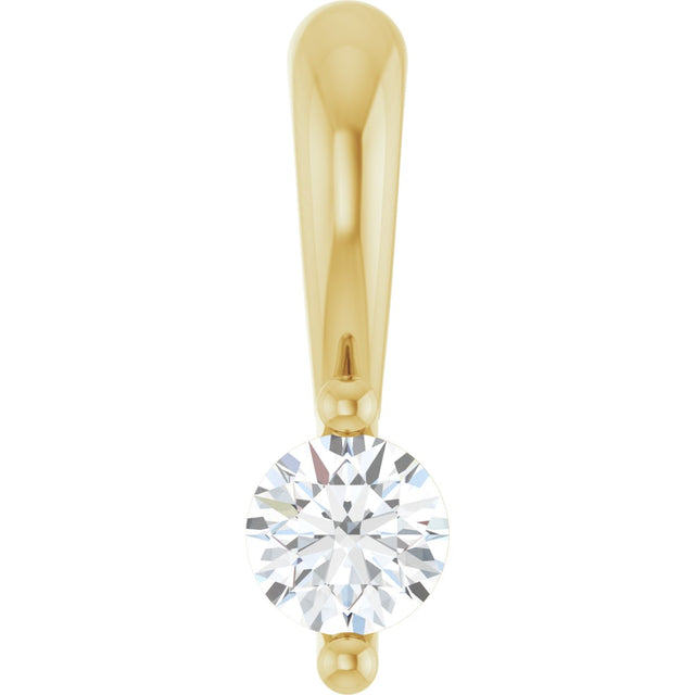14K Gold Round Lab-Grown Diamond Solitaire Pendant – up to 1/10 CTW - Yellow Gold