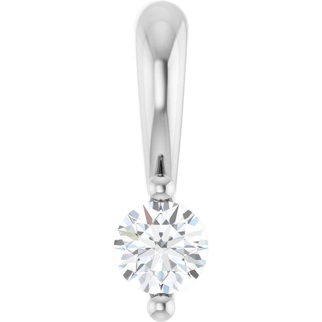 14K Gold Round Lab-Grown Diamond Solitaire Pendant – up to 1/10 CTW - White Gold