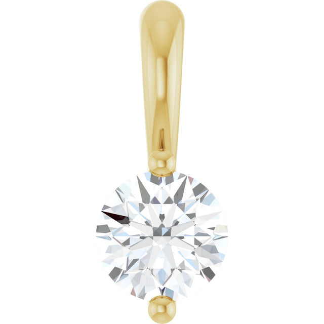 14K Gold Round Lab-Grown Diamond Solitaire Pendant – up to 1/10 CTW - Yellow Gold