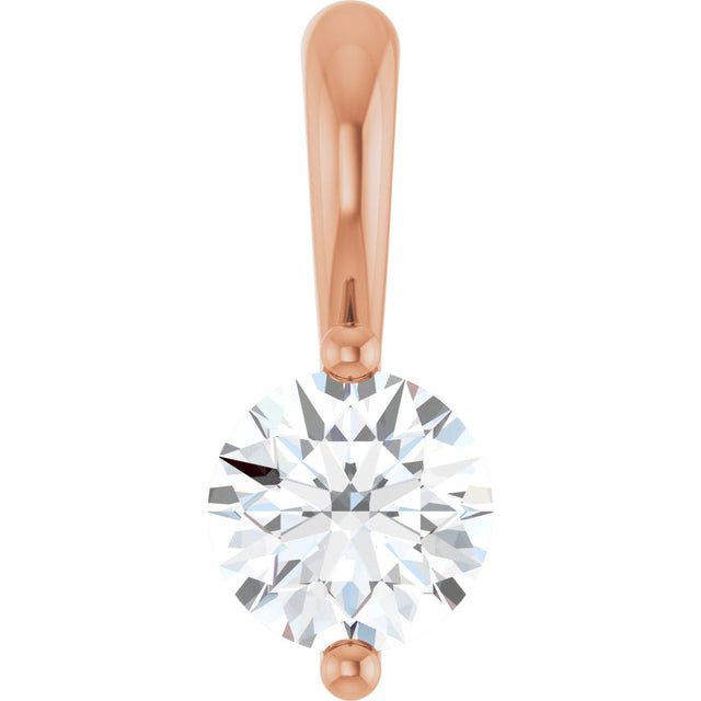 14K Gold Round Lab-Grown Diamond Solitaire Pendant – up to 1/10 CTW - Rose Gold