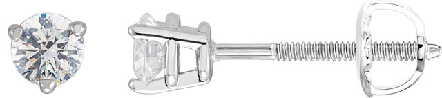 14K Gold Natural Diamond Round 3-Prong Stud Earrings - White Gold