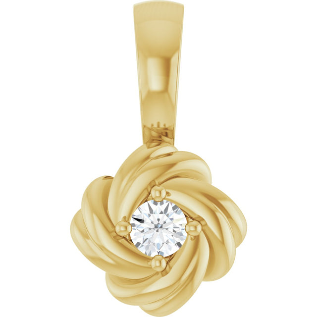 14K Gold Round Natural Diamond Knot Necklace or Pendant - Yellow Gold