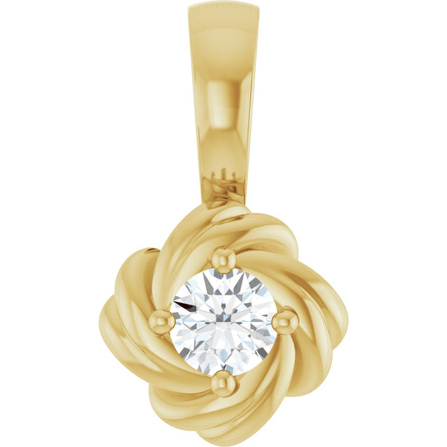 14K Gold Round Natural Diamond Knot Necklace or Pendant - Yellow Gold