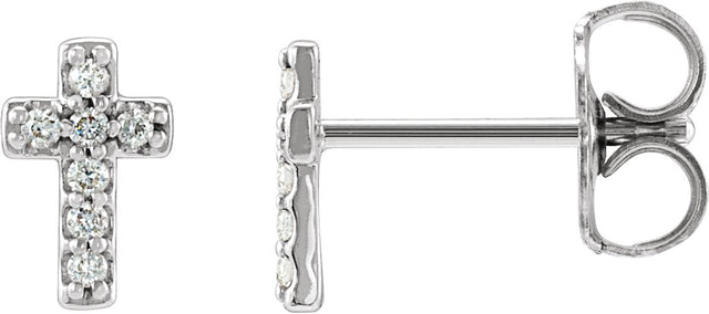 Platinum Round Natural Diamond Cross Earrings