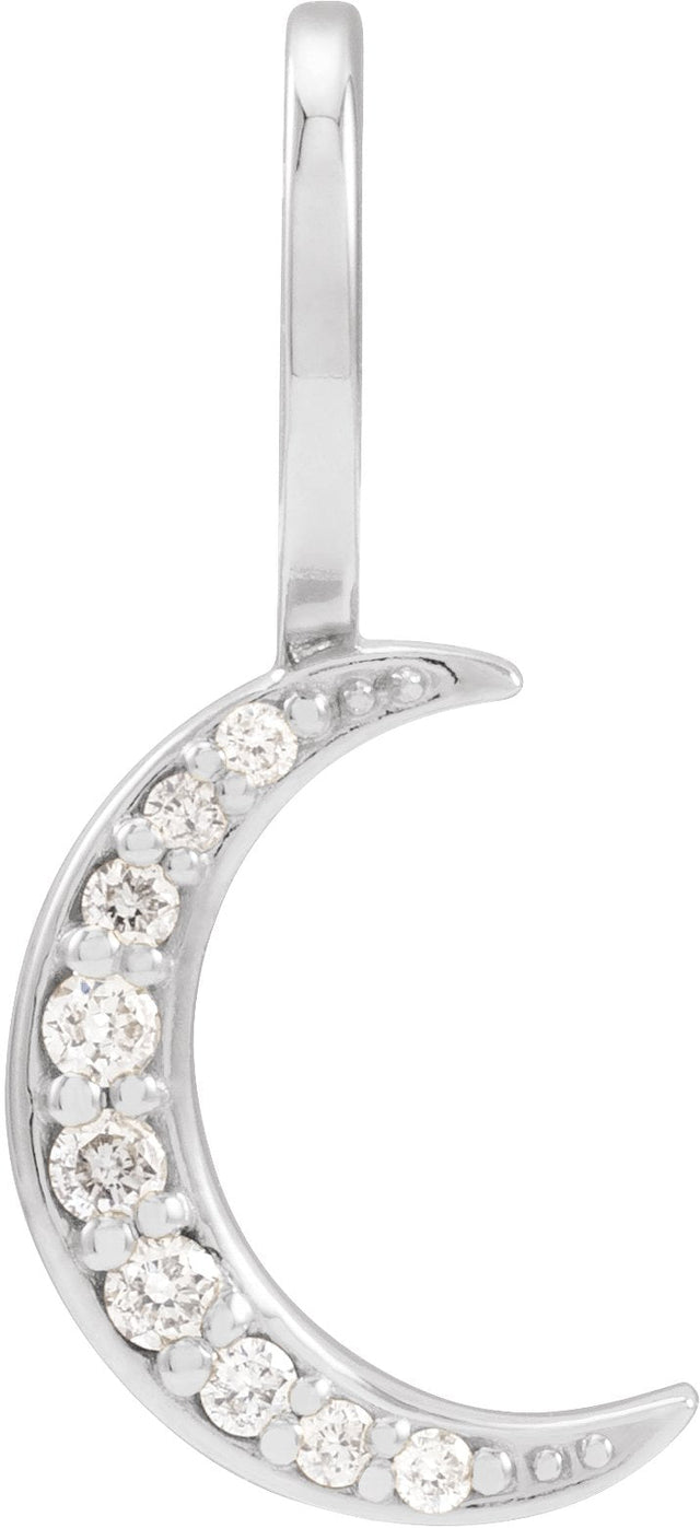 Platinum Round Natural Diamond Crescent Moon Pendant