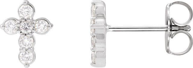 Platinum Round Lab-Grown Diamond Cross Earrings