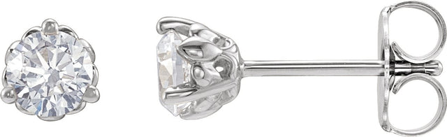 Platinum Natural Diamond Round 3-Prong Fleur-de-lis Earrings