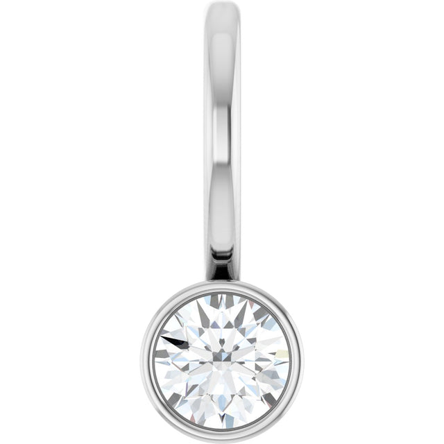 Platinum Round Natural Diamond Bezel-Set Solitaire Pendant