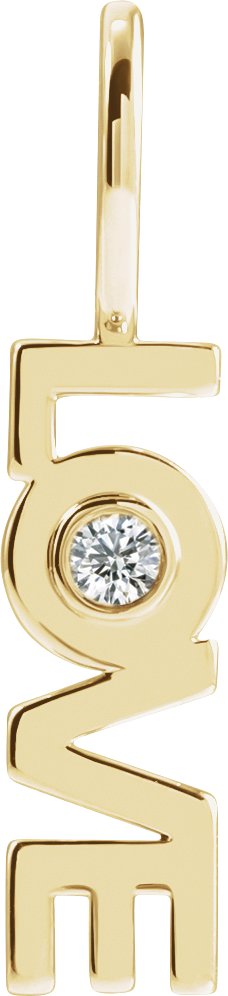 14K Gold Round Natural Diamond Love Pendant - Yellow Gold