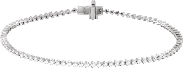 14K Gold Round Lab-Grown Diamond Line Bracelet – 1.6-2.3mm Stones - White Gold