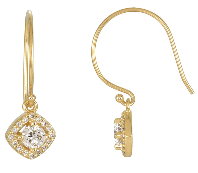 14K Gold Round Natural Diamond Halo-Style Earrings – 3.4-6.3mm Stones - Yellow Gold