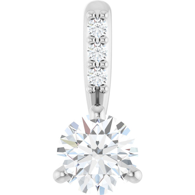 Platinum Round Natural Diamond Accented Pendant – up to 1/10 CTW