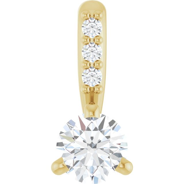 14K Gold Round Natural Diamond Accented Pendant – up to 1/10 CTW - Yellow Gold