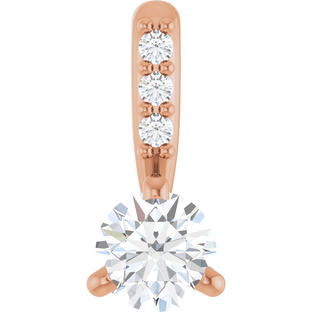 14K Gold Round Natural Diamond Accented Pendant – up to 1/10 CTW - Rose Gold