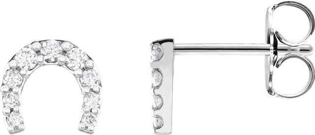 Platinum Round Natural Diamond Horseshoe Earrings