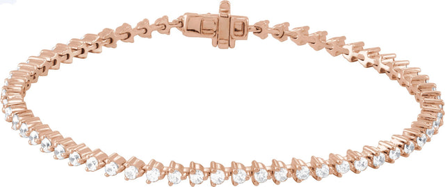 14K Gold Round Natural Diamond Line Bracelet – 1.6-2.3mm Stones - Rose Gold