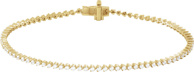 14K Gold Round Lab-Grown Diamond Line Bracelet – 1.6-2.3mm Stones - Yellow Gold