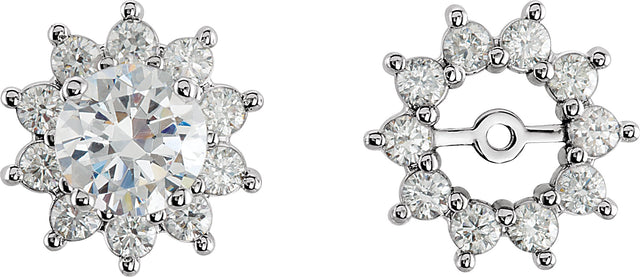 14K Gold Natural Diamond Halo-Style Earring Jackets VI - White Gold