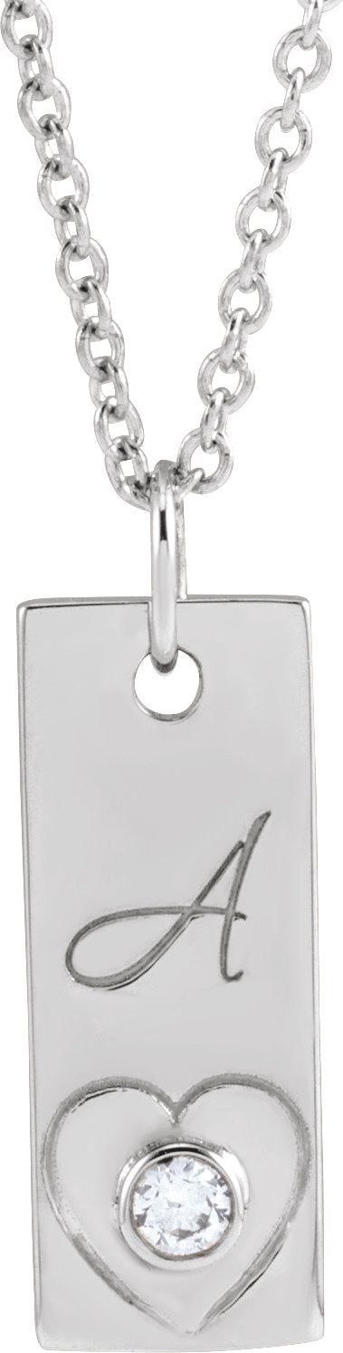 Platinum Engravable Heart Necklace or Pendant