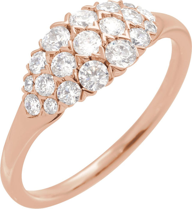 14K Gold Round Natural Diamond Cluster Ring – 2.5mm Stones - Rose Gold