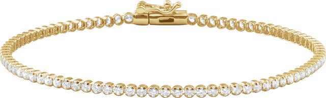 14K Gold Round Lab-Grown Diamond Lightweight Line Bracelet – 1 5/8 CTW