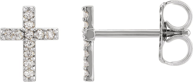 Platinum Round Natural Diamond Cross Earrings