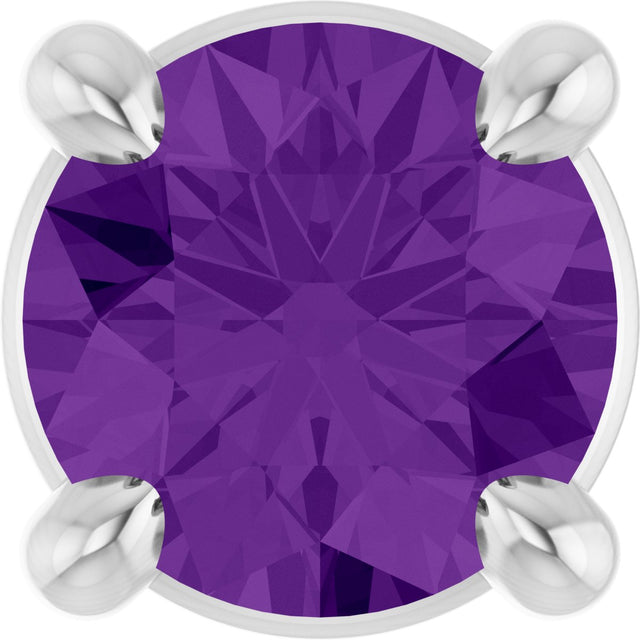 Platinum Round Natural Amethyst Solitaire Slide Necklace or Pendant