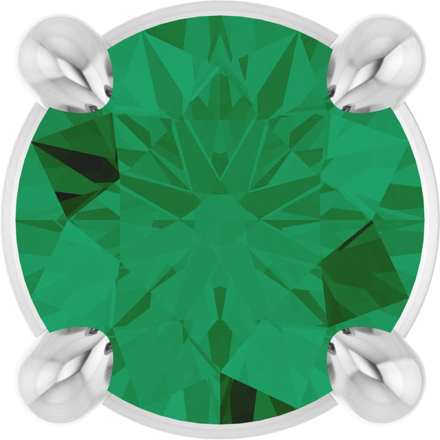 Platinum Round Lab-Grown Emerald Solitaire Slide Necklace or Pendant