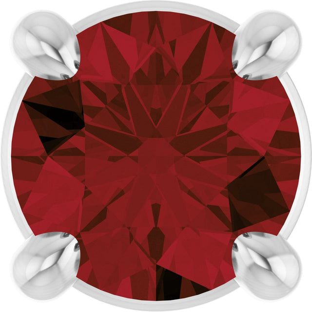 14K Gold Round Natural Mozambique Garnet Solitaire Slide Necklace or Pendant - White Gold