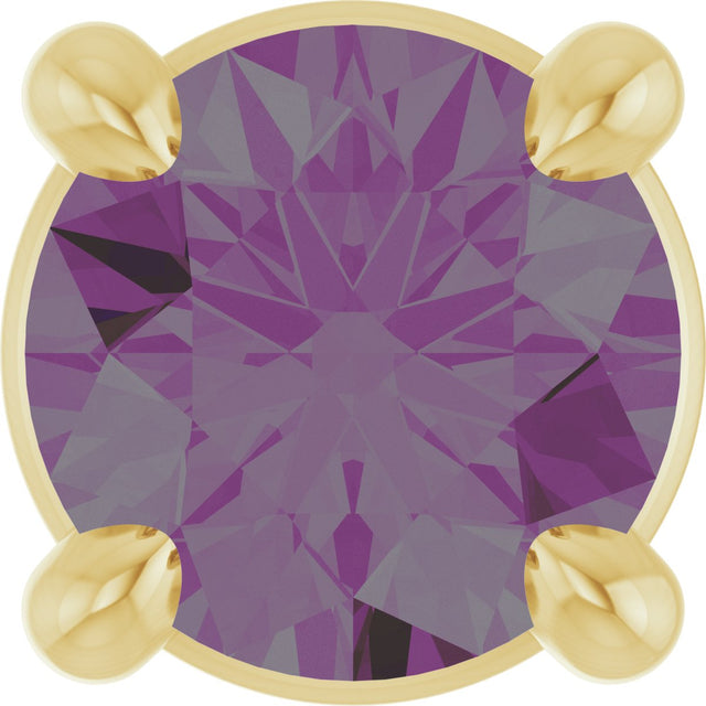14K Gold Round Lab-Grown Alexandrite Solitaire Slide Necklace or Pendant - Yellow Gold