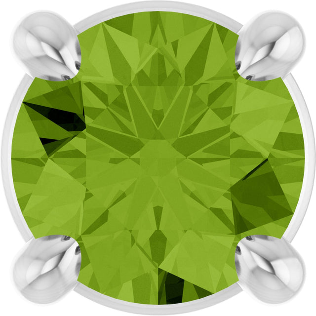 Platinum Round Natural Peridot Solitaire Slide Necklace or Pendant