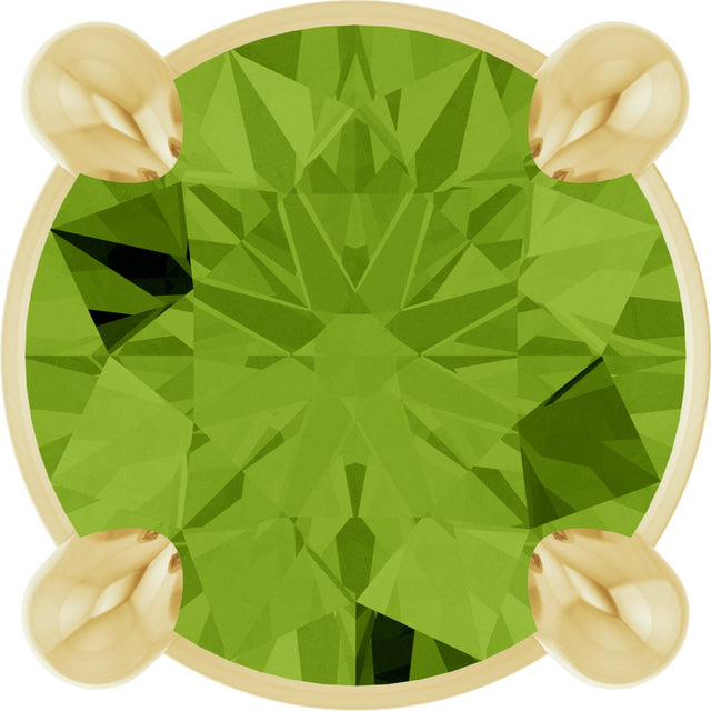 14K Gold Round Natural Peridot Solitaire Slide Necklace or Pendant - Yellow Gold